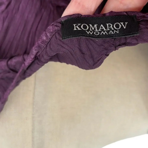 Komarov Purple Crinkle Cap Sleeve Pleat Maxi Dress Plus‎ Size 2X - Picture 7 of 10